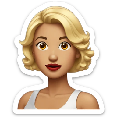 mujer de cabello corto con labios rojos sticker