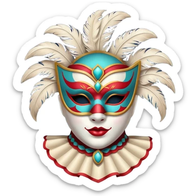 circus masked performer portrait, head and shoulders only, elegant carnival mask, dramatic costume collar, mysterious expression, 3D cartoon, mobile game icon style, clean background, no text, no watermark sticker