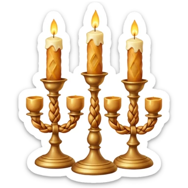 Shabbat two candles in candlesticks and hala bread  sticker