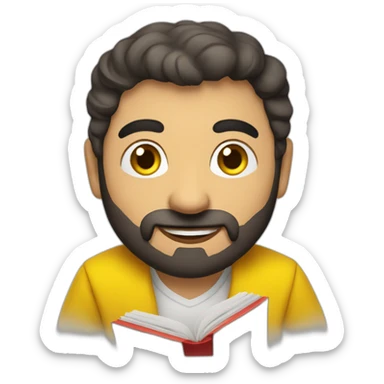 Armenian men with the yellow clothes reading book and looking at camera and smiling  sticker