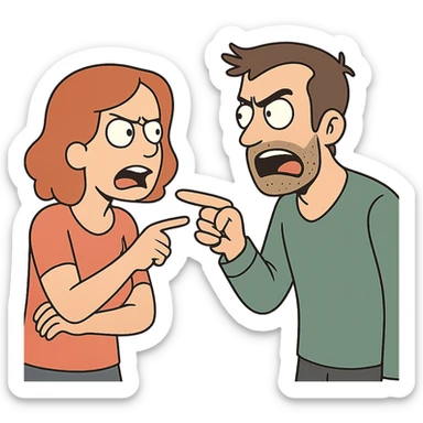 man and woman arguing sticker