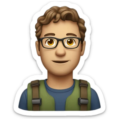 guy with glasses, brown-haired ecologist sticker