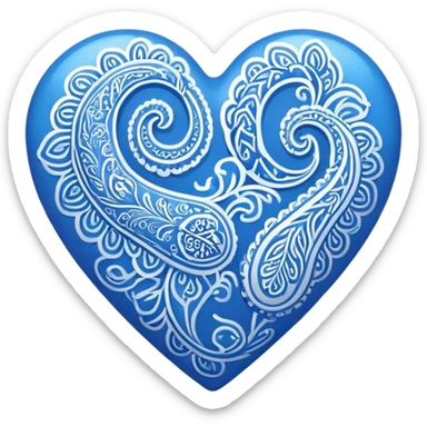 Blue heart paisley  sticker