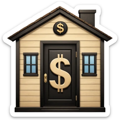a normal house with a dollar sign in the middle sticker