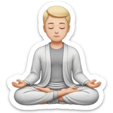 white man meditating sticker