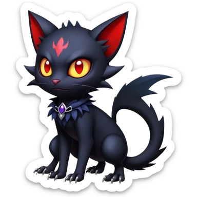 Vampiric feral futuristic gothic emo dark Litten-Noibat-Fakémon-hybrid-creature (full body) sticker