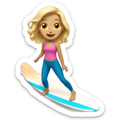 Blonde haired girl surfing  sticker