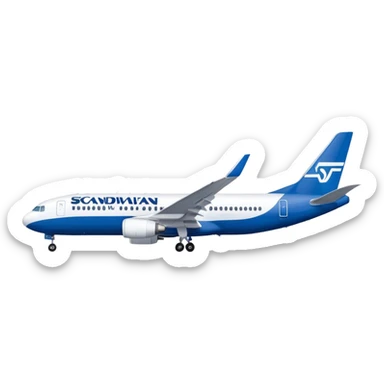 Scandinavian Airlines airplane with blue and white colors sticker