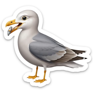 Seagull with sardine in its mouth sticker
