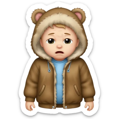 a full body of baby boy wearing fur clothing, crying



















 sticker