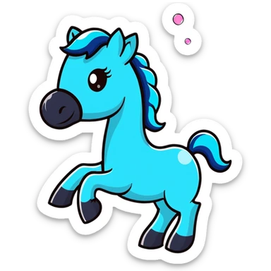 A playful horse composed of transparent bubbles and water droplets, bubbling and glistening sticker