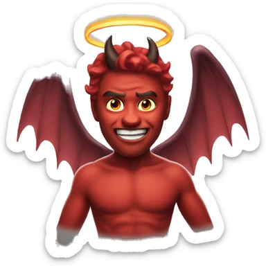 devil with angel halo sticker