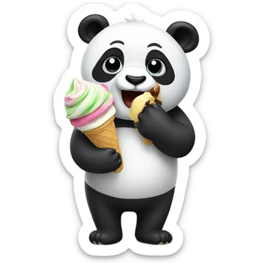 Panda eating ice cream sticker