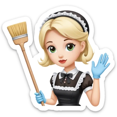 French maid cleaning sticker