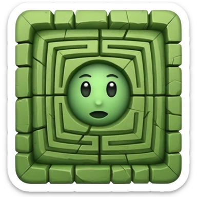 hazme un laberinto de piedra y el centro que sea un cuadrado de puro pasto sticker