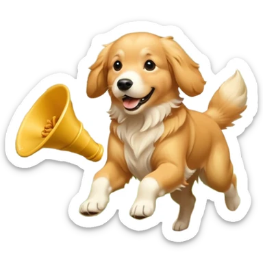 Golden retriever with funnel chanterelles  sticker