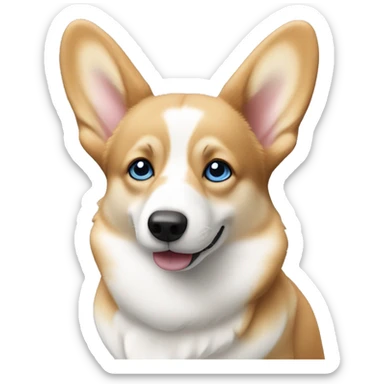 tan and white corgi with icey blue eyes and pointy ears sticker