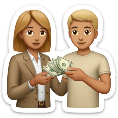 Hand 1, gives Money to other hand with clothes in hand sticker