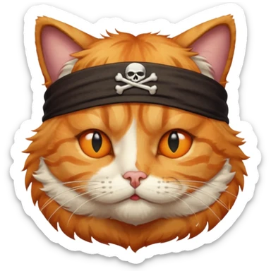 pirate cat with one closed eye with eyeband sticker