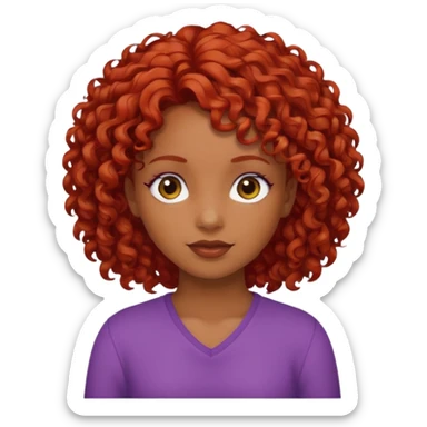 Una chica morena, rizada de pelo rojo sticker