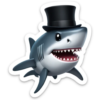 Shark with a top hat sticker