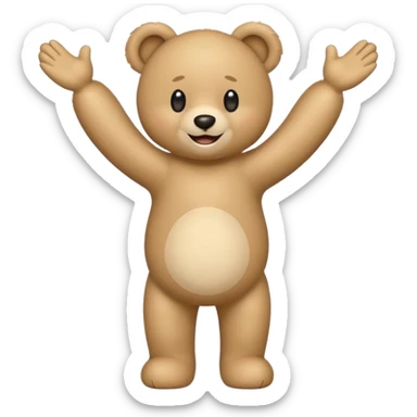 teddy bear standing on tiptoes, arms wide open as if for a hug, emoji style, text: 'so sweet of you.' sticker