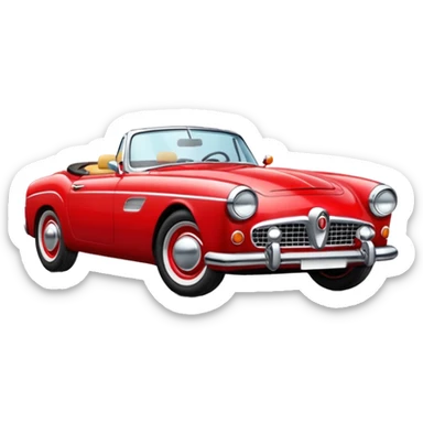 front view classic red convertible sticker