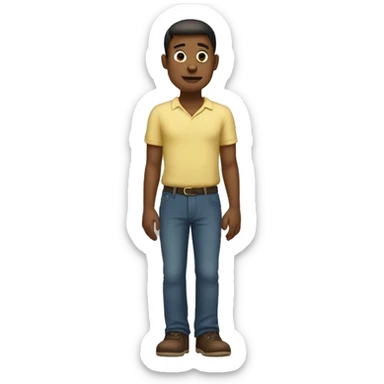 He is standing on his feet and putting his hands on his chest. sticker