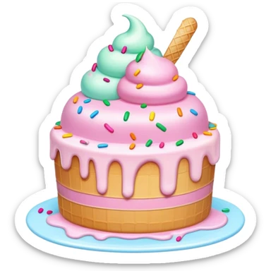 Melted kawaii pastel ice cream cake sticker