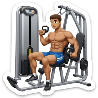 guy abductor-machine gym sticker