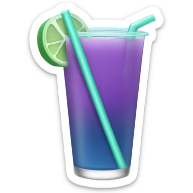 teal and mint color drink, purple straw sticker