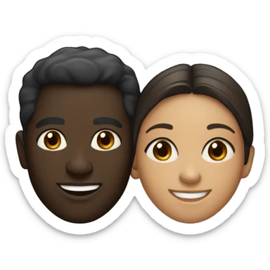 smiling dark-skinned woman and man portrait sticker