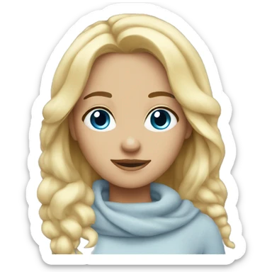 cozy blonde girl blue eyes sticker