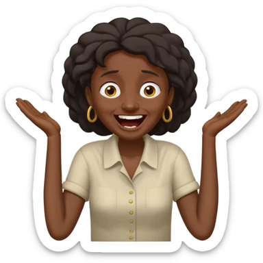 Baiza Ethiopian, dark hair Oldest but immature, no filter, funny Pose: laughing wildly, arms flailing sticker