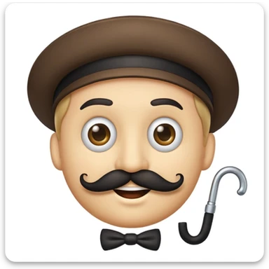 a smirking emoji with a twirly black mustache and a monocle sticker