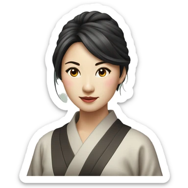 realistic portrait of very beautiful Japanese woman sticker