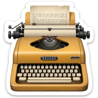 Typewriter with paper that says retard on paper no logo on typewriter  sticker