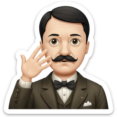 Adolf hitler with a Charlie Chaplin mustache throwing up CK sticker