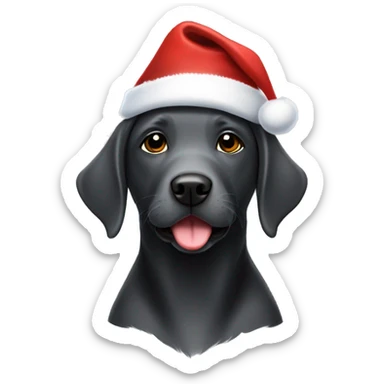 Charcoal Labrador retriever with Santa hat sticker