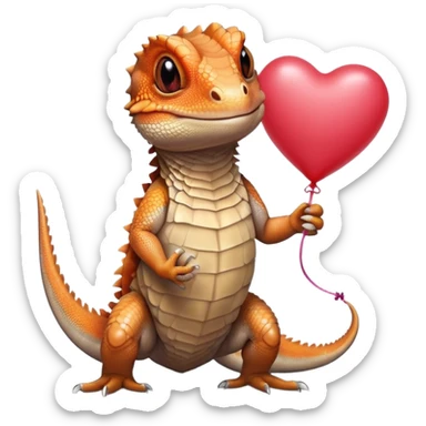 bearded dragon with heart balloon sticker