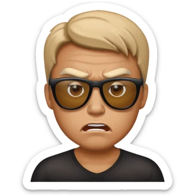 Angry face with sun glasses sticker