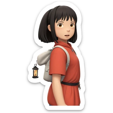 girl with lantern in hand sticker