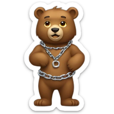 bear wearing a chain 3/4 view sticker