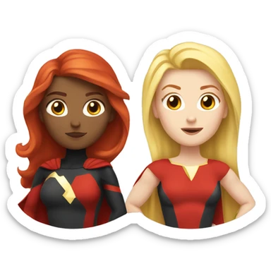 Caucasian Female Superhero Duo redhead female and  blonde female sticker