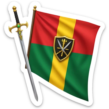 Solaani black green yellow and red heritage flag with African sword crest in the middle  sticker