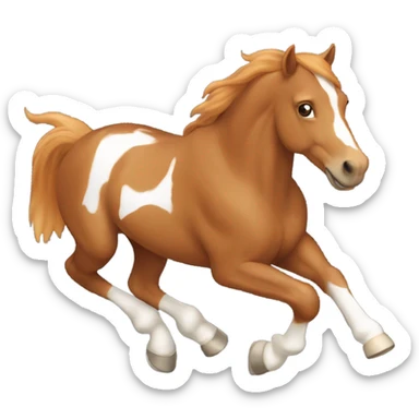 Galloping horse ginger with a white right back hoof and a blesse sticker