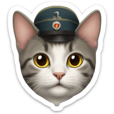 Cat wearing a germany world war 2 uniform sticker