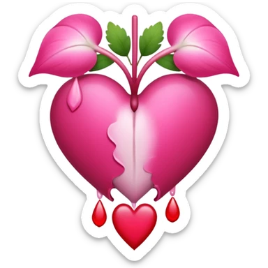 bleeding heart flower heart drop bottom sticker