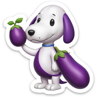 Snoopy with an eggplant sticker