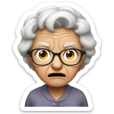 angry grandma, hard to hear sticker